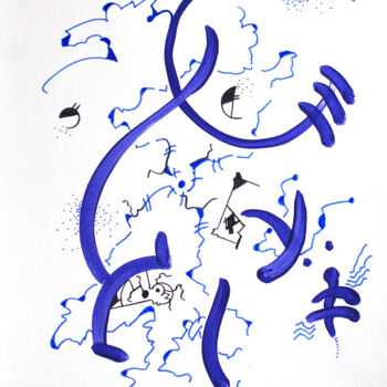 Dessin intitulée "D.A. N°:004" par Hakan Portakal, Œuvre d'art originale, Gouache