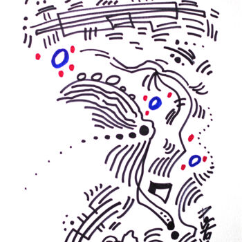 Disegno intitolato "D.A. N°:048" da Hakan Portakal, Opera d'arte originale, Pennarello