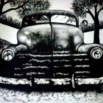Drawing titled "classic car" by Hakan Gurell, Original Artwork, Charcoal