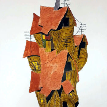 Dessin intitulée "Maison - 9" par Hakim Blanpain, Œuvre d'art originale, Encre