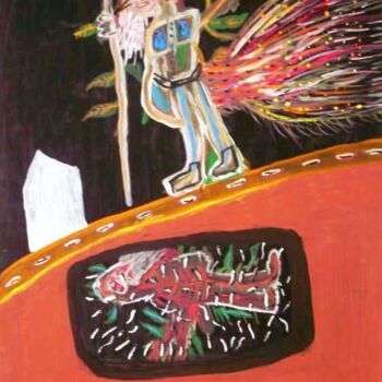 Peinture intitulée "Le Chemin de la Vie" par Hakim Chougar, Œuvre d'art originale, Gouache