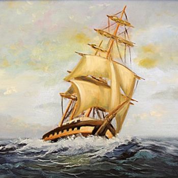 Ζωγραφική με τίτλο "sail ship" από Hakkı Şimşek, Αυθεντικά έργα τέχνης