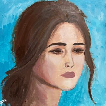 Картина под названием "Waiting 2 - woman p…" - Hala El Naggar, Подлинное произведение искусства, Акрил