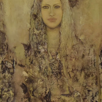 Peinture intitulée "queen of butterfllys" par Olga Kadnikova, Œuvre d'art originale, Huile