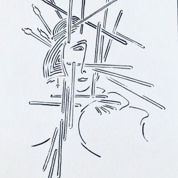 Dessin intitulée "Geisha 1 prisonnièr…" par Patrice Halary, Œuvre d'art originale, Encre