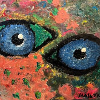 Malerei mit dem Titel "Doble Eyes" von Hallyk Cantuario, Original-Kunstwerk, Öl