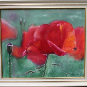 Painting titled "COQUELICOTS" by Bernard Halm, Original Artwork