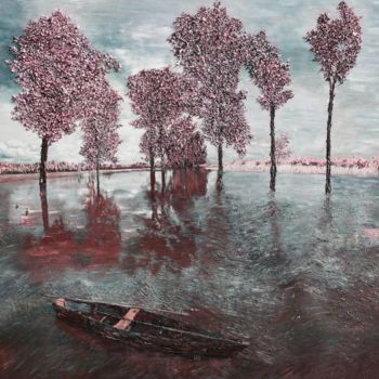 Pintura titulada "Lilac Lake" por Kenneth Halvorsen, Obra de arte original, Oleo