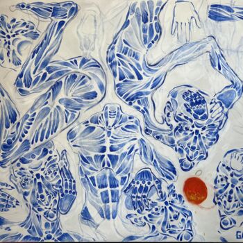 Картина под названием "Stealing an orange" - Halyna Abramova, Подлинное произведение искусства, Акрил