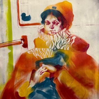 Картина под названием "Self portrait" - Halyna Abramova, Подлинное произведение искусства, Акрил Установлен на Деревянная ра…