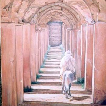Peinture intitulée "Le cavalier dans la…" par Sid-Ahmed Hamdad, Œuvre d'art originale, Autre