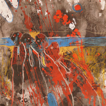 Malarstwo zatytułowany „Vivre enssemble” autorstwa Hamed Ouattara, Oryginalna praca, Akryl