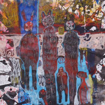 Malarstwo zatytułowany „Les frères” autorstwa Hamed Ouattara, Oryginalna praca, Akryl