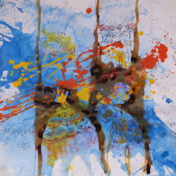 Peinture intitulée "faire chemin enssem…" par Hamed Ouattara, Œuvre d'art originale, Acrylique