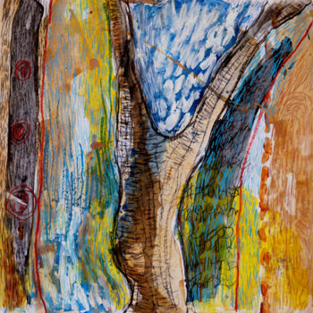 Картина под названием "Le grand arbre" - Hamed Ouattara, Подлинное произведение искусства, Акрил