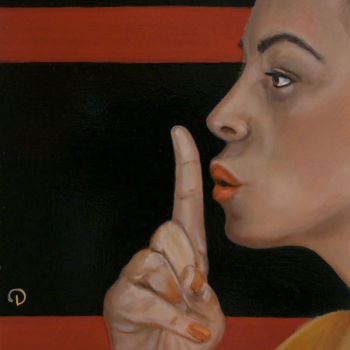 Painting titled "Can you keep a secr…" by Danielle Hameleers, Original Artwork, Oil