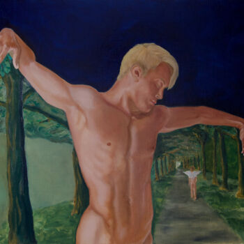 Painting titled "Endymion" by Danielle Hameleers, Original Artwork, Oil Mounted on Wood Stretcher frame