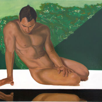 Painting titled "Narcissus" by Danielle Hameleers, Original Artwork, Oil Mounted on Wood Stretcher frame