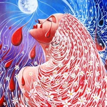 Painting titled "Women Tears" by Hamid Bouteldja, Original Artwork