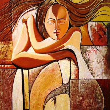 Painting titled "Loneliness" by Hamid Bouteldja, Original Artwork