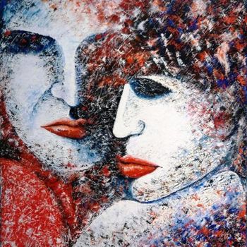 Painting titled "sad couple" by Hamid Bouteldja, Original Artwork