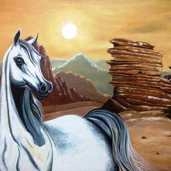 Painting titled "Wandering in Sahara…" by Hamid Bouteldja, Original Artwork