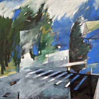 Картина под названием "Zypressen" - Hamid Dastgerdi, Подлинное произведение искусства, Масло