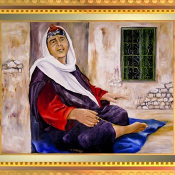 Painting titled "grand mere Zohra" by Hamid Kadri, Original Artwork, Oil