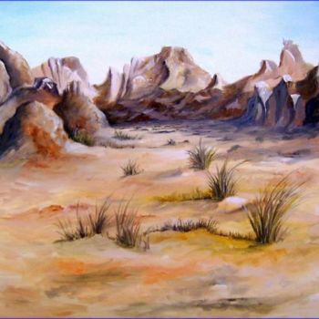 Painting titled "desert" by Hamid Kadri, Original Artwork, Oil