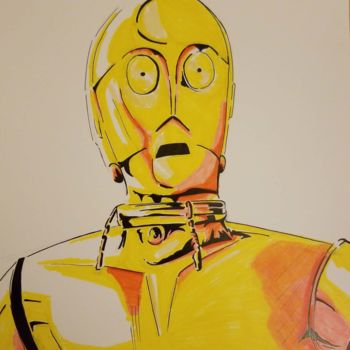 Painting titled "Star Wars C-3PO" by Hami Onur Semiz, Original Artwork