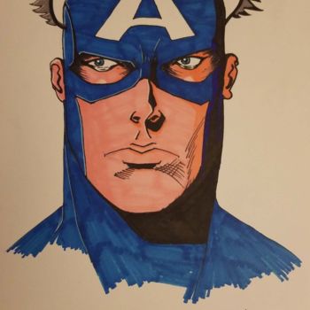 绘画 标题为“Captain America” 由Hami Onur Semiz, 原创艺术品