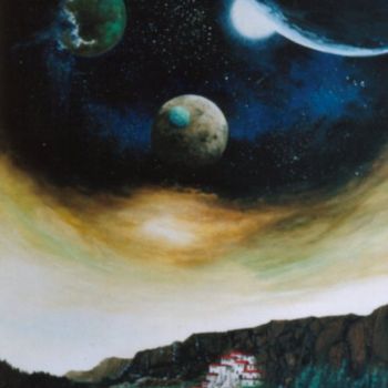 Ζωγραφική με τίτλο "Ciel planétaire" από André Hamelin, Αυθεντικά έργα τέχνης