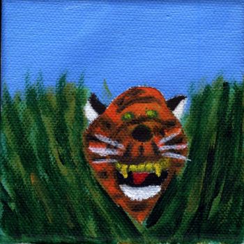 Malerei mit dem Titel "Tigerkopf" von Dieter Hamm, Original-Kunstwerk