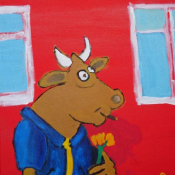 Painting titled "Moderner Minotaurus" by Dieter Hamm, Original Artwork