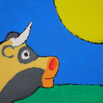 Pintura titulada "Kuh / Sonne" por Dieter Hamm, Obra de arte original