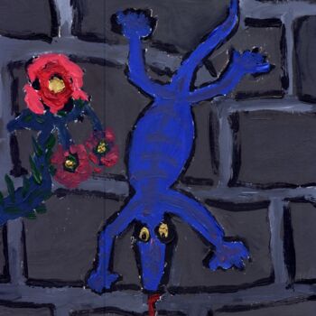 Malerei mit dem Titel "Der Lurch" von Dieter Hamm, Original-Kunstwerk, Acryl