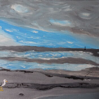 Malerei mit dem Titel "Wattenmeer III" von Dieter Hamm, Original-Kunstwerk, Acryl