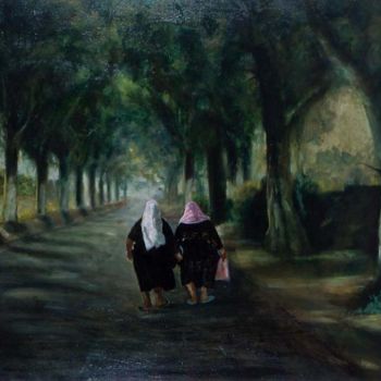Pittura intitolato "sentier" da Narjess B Hamouda, Opera d'arte originale, Olio