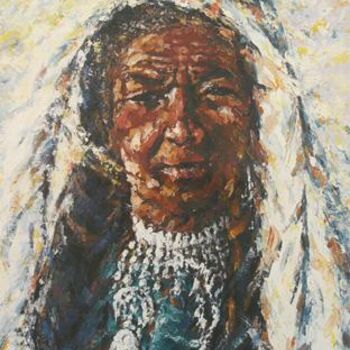 Peinture intitulée "Femme Terguia - 1 -" par Hamoudi, Œuvre d'art originale, Huile