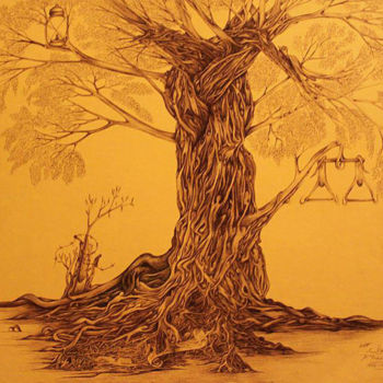 Drawing titled "L'arbre ideal" by Hamza Rhani, Original Artwork, Other