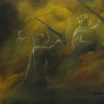 Pittura intitolato "tboridat bladi" da Hamza Rhani, Opera d'arte originale, Olio