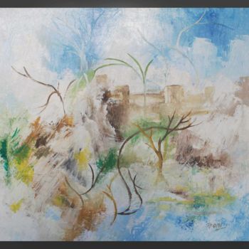 Peinture intitulée "les murs du kasbah" par Hamza Rhani, Œuvre d'art originale, Huile