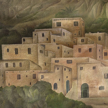 绘画 标题为“villages d'atlas” 由Hamza Rhani, 原创艺术品, 油