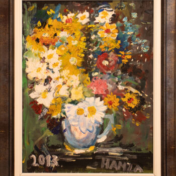 Peinture intitulée "Vaze with flowers" par Hamzart, Œuvre d'art originale, Acrylique