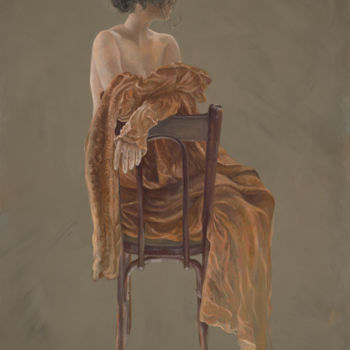 Schilderij getiteld "Brown dress" door Hanan Milner, Origineel Kunstwerk, Olie