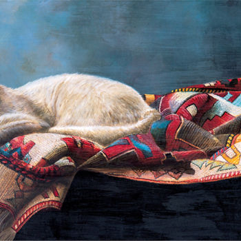 Painting titled "Sleeping Cat" by Hanan Milner, Original Artwork, Oil