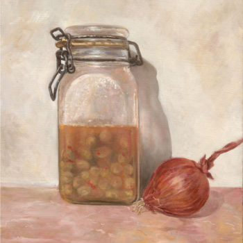 Pittura intitolato "Olives & Onion" da Hanan Milner, Opera d'arte originale, Altro