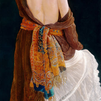 Peinture intitulée "Woman with Colorful…" par Hanan Milner, Œuvre d'art originale, Autre