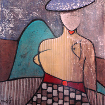 Pintura titulada "femme-a-la-ceinture…" por Gilles Hancotte, Obra de arte original, Acrílico