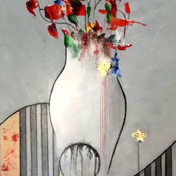 Painting titled "Fleurs 41" by Gilles Hancotte, Original Artwork, Acrylic